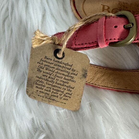 Born Amabel NWT Salmon Pink Leather Wedge Sandals Sz 11 - Picture 5 of 7